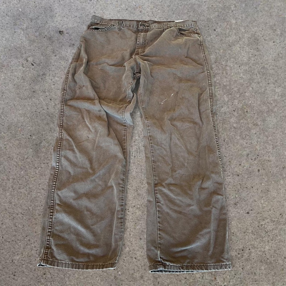 Dickies Brown Duck Canvas Carpenter Workwear Pants Baggy Utility Skater 38x32 - Picture 2 of 6